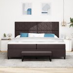 vidaXL Lit avec sommier et banc marron foncé 200x200 cm Tissu