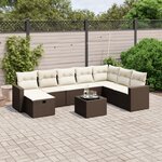 vidaXL Salon de jardin avec coussins 9 Pièces marron résine tressée