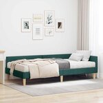 vidaXL Cadre de lit d'angle avec matelas avec matelas 2 Pièces Vert tissu