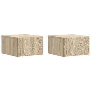 vidaXL Table d'appoint murale 2 Pièces Chêne Sonoma 34 5 x 33 x 20 cm
