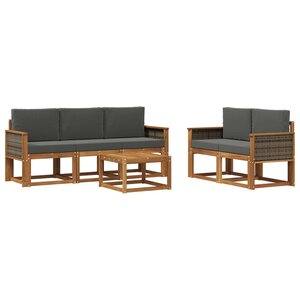 vidaXL Ensemble de canapés d'extérieur 6 pc Naturel et Anthracite
