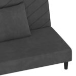 vidaXL Canapé-lit à 2 places avec deux oreillers Gris foncé Velours