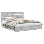 vidaXL Lit de Rangement Gris béton 200 x 200 cm Bois d'ingénierie