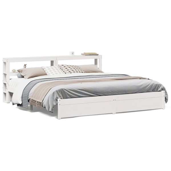 vidaXL Cadre de lit avec tête de lit sans matelas blanc 180x200 cm