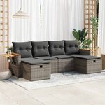 vidaXL Salon de jardin 6 Pièces avec coussins gris résine tressée