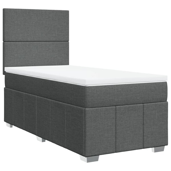 vidaXL Sommier à lattes de lit avec matelas Gris foncé 90x200 cm Tissu
