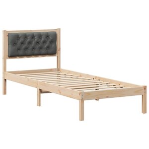 vidaXL Cadre de lit avec tête de lit Gris foncé 75 x 190 cm Pin massif