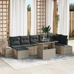 vidaXL Ensemble de canapé de jardin avec coussin 8 Pièces Gris clair