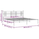 vidaXL Cadre de lit métal sans matelas et tête de lit blanc 200x200 cm