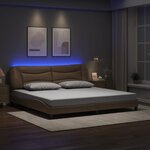 vidaXL Cadre de lit avec lumières LED cappuccino 200x200 cm similicuir