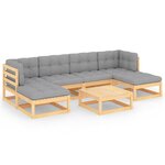 vidaXL Salon de jardin 7 Pièces avec coussins Bois de pin massif