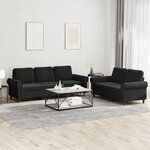 vidaXL Ensemble de canapés 2 Pièces avec coussins Noir Velours