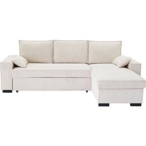 Canapé d'angle convertible réversible MARLON - Méridienne avec coffre - Velours côtelé 240 x 143 x 85 cm