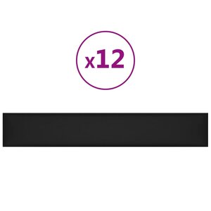 vidaXL Panneaux muraux 12 Pièces Noir 90x15 cm Similicuir 1 62 m²