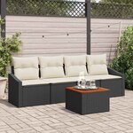 vidaXL Ensemble de canapé de jardin 5 Pièces Noir et blanc