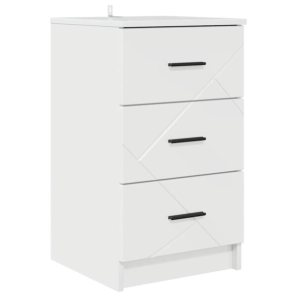 vidaXL Cabinet de chevet avec tiroir Blanc brillant 38 x 38 x 66 cm