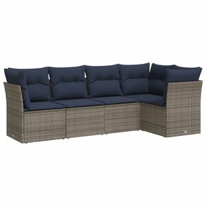vidaXL Salon de jardin 5 Pièces avec coussins gris résine tressée