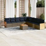 vidaXL Salon de jardin 10 Pièces avec coussins gris résine tressée