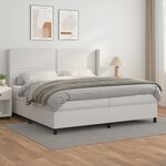 vidaXL Sommier à lattes de lit avec matelas Blanc 200x200cm Similicuir