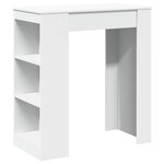vidaXL Table de bar avec étagères blanc bois d'ingénierie