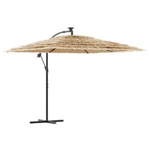 vidaXL Parasol de jardin avec LED et mât en acier marron 269x269x235cm