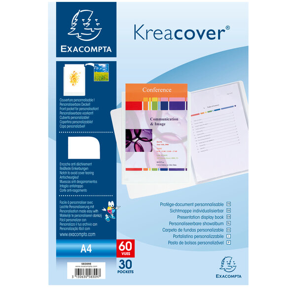 Porte vues 60V PP 0 8mm Krea Cover Blanc EXACOMPTA
