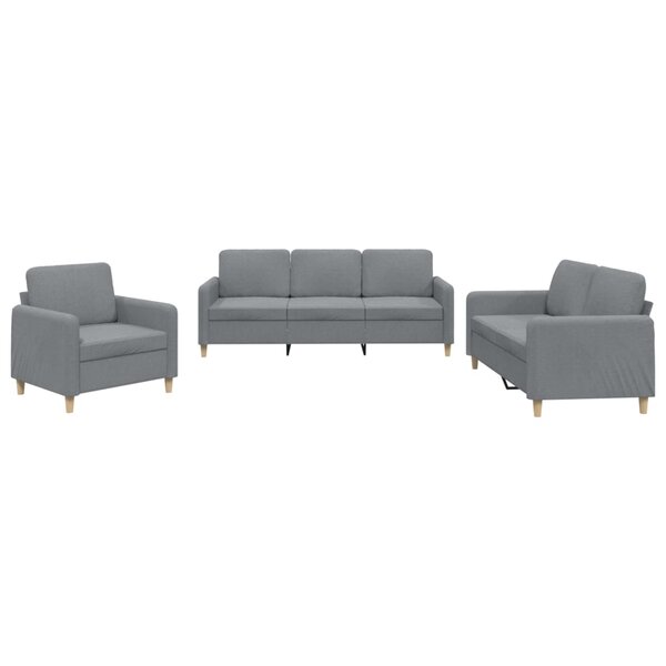 vidaXL Ensemble de canapés 3 Pièces avec coussins Gris clair Tissu