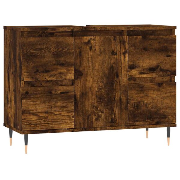 vidaXL Armoire salle de bain chêne fumé 80x33x60cm bois d'ingénierie