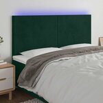 vidaXL Tête de lit à LED Vert foncé 160x5x118/128 cm Velours