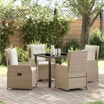 vidaXL Ensemble de salle à manger pour jardin 5 Pièces Beige polyrotin