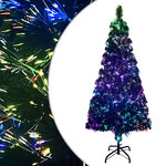 vidaXL Sapin de Noël artificiel avec support vert 210 cm fibre optique