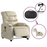 vidaXL Fauteuil de massage inclinable électrique crème similicuir
