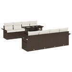 vidaXL Canapé de Jardin 9 pièces avec Coussins Marron en Rattan Synthétique
