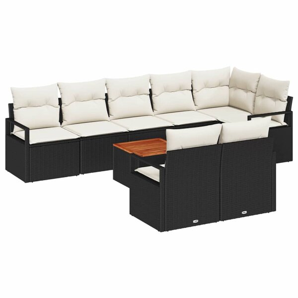 vidaXL Ensemble de canapé de jardin 9 Pièces Noir et blanc