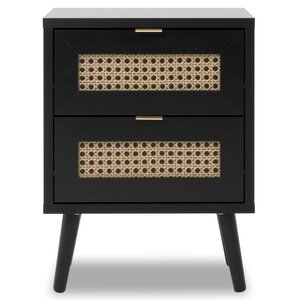 Finori Table de chevet Vienna 61A Noir et impression de rotin