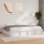 vidaXL Cadre de lit avec stockage Blanc 180 x 200 cm Pin massif