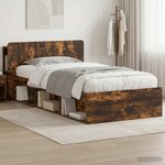 vidaXL Cadre de lit avec rangement Chêne fumé 90 x 200 cm