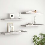 vidaXL Étagères murales flottantes 4 Pièces gris béton 60x23 5x3 8 cm MDF