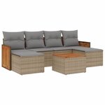 vidaXL Salon de jardin avec coussins 7 Pièces beige résine tressée