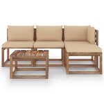 vidaXL Salon palette de jardin 5 Pièces et coussins Bois de pin imprégné