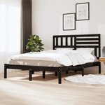 vidaXL Cadre de lit Noir Bois de pin massif 140x190 cm