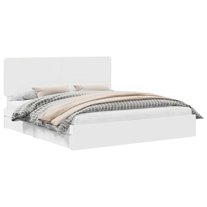 vidaXL Lit de Rangement Blanc 200 x 200 cm Bois d'ingénierie