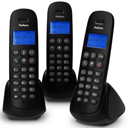 Profoon téléphone dect pdx-300 triple ensemble triple noir