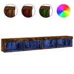 vidaXL Meubles TV avec lumières LED 2 Pièces chêne fumé 100x30x30 cm