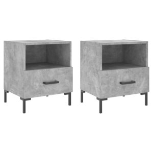 vidaXL Tables de chevet 2Pièces gris béton 40x35x47 5cm bois d’ingénierie