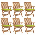 vidaXL Chaises pliables de jardin avec coussins lot de 6 Bois de teck