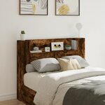 vidaXL Armoire tête de lit avec LED chêne fumé 140x16 5x103 5 cm