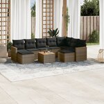 vidaXL Salon de jardin avec coussins 10 Pièces gris résine tressée