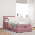 vidaXL Cadre de lit ottoman avec matelas rose 90x200 cm velours