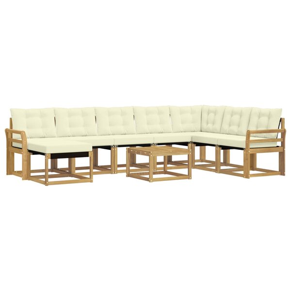 vidaXL Ensemble de canapés d'extérieur 9 pc Blanc et crème